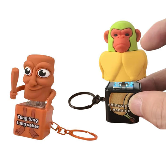 2025 New Tung Tung Tung Sahur Stickman Desktop Ornament Model Creative Quirky Press and Light up Stress Relieving Toys Ornaments